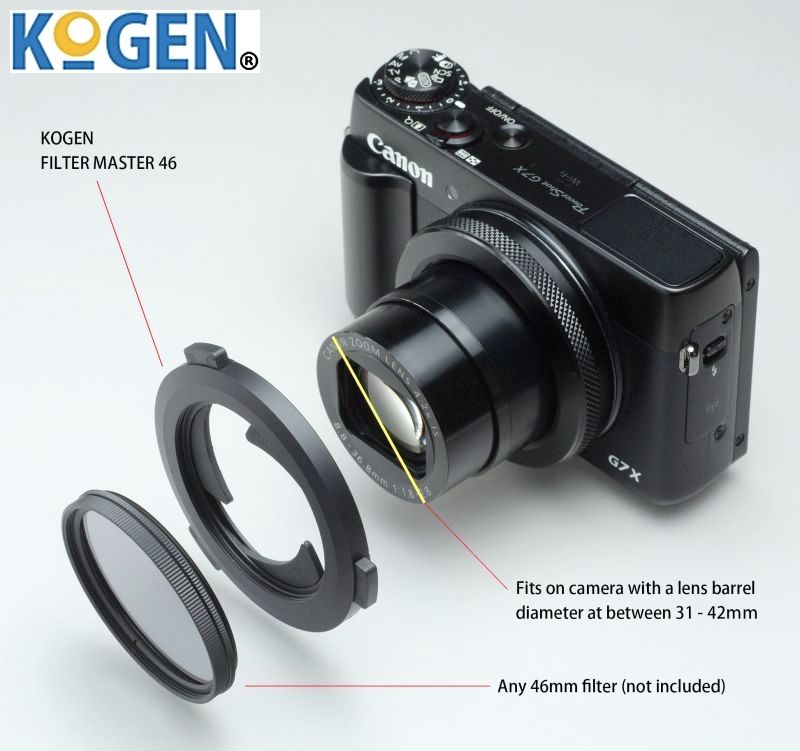 KOGEN  DC相機濾鏡轉接環FILTER MASTER46保護鏡接環,可接46mm偏光鏡CPL星光鏡星芒鏡放大鏡加大鏡紅外光濾鏡IR濾鏡紅外線濾鏡可調ND濾鏡濾色鏡片濾色片,適Sony索尼