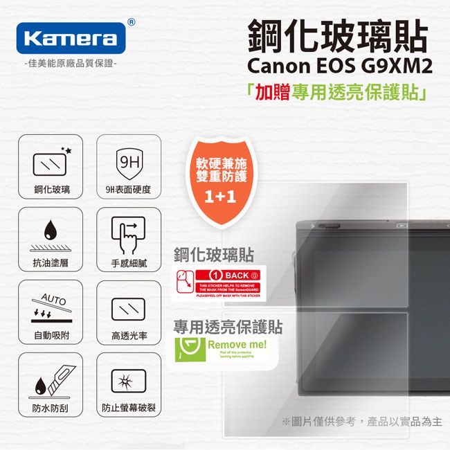 Kamera 佳美能 For Canon PowerShot G9X Mark II G9XM2 相機螢幕保護貼 9H鋼化玻璃 相機螢幕玻璃貼 防刮 耐磨 高透光