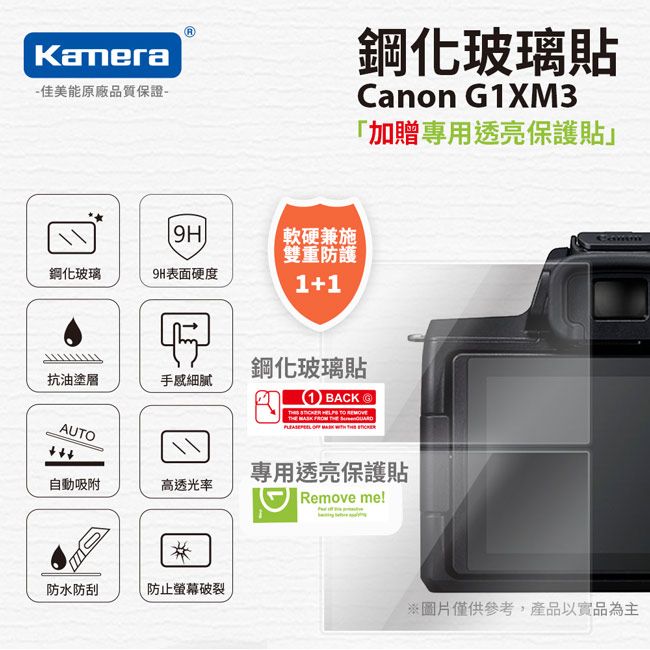 Kamera 佳美能 For Canon PowerShot G1 X Mark III G1XM3 相機螢幕保護貼 9H鋼化玻璃 相機螢幕玻璃貼 防刮 耐磨