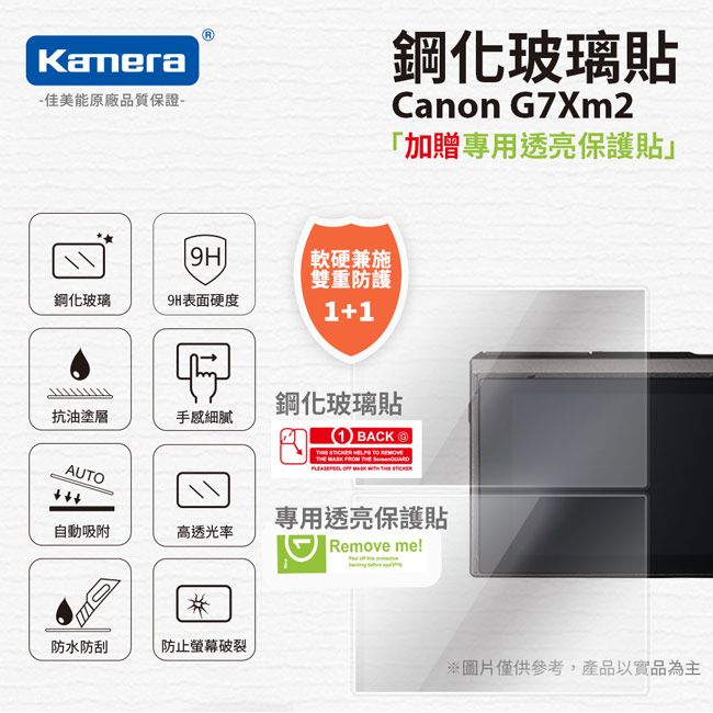 Kamera 佳美能 For Canon PowerShot G7 X Mark II G7XM2 相機螢幕保護貼 9H鋼化玻璃 相機螢幕玻璃貼 防刮 耐磨 高透光