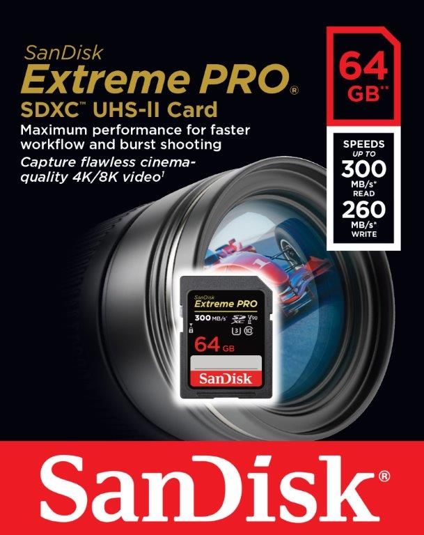 SanDisk 64GB SDXC【300MB/s】Extreme Pro ultra II U3 4K 高速相機