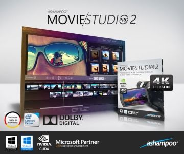 Ashampoo Movie Studio Pro 2 - 全新製作影片和剪輯大師軟體含 4K 最大解析度、Dolby 5.1 和高速轉換 (多國語言下載版)影片剪輯大師 ～ 剪輯、轉換和製作個人視訊及去除廣告，新增效果