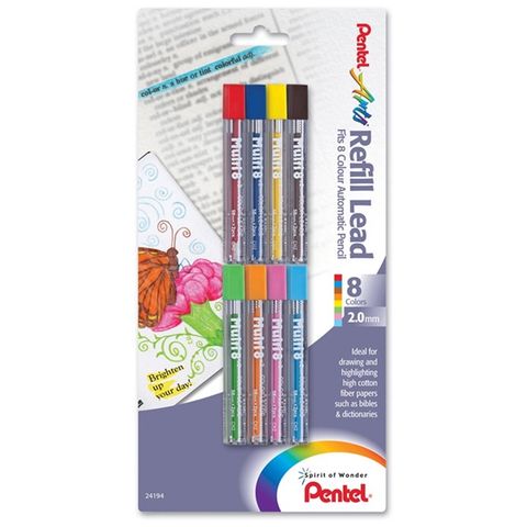 Pentel 飛龍 美版8色x2支CH2BP8M製圖替芯2mm筆芯組適Multi 8 PH802ST PH803ST