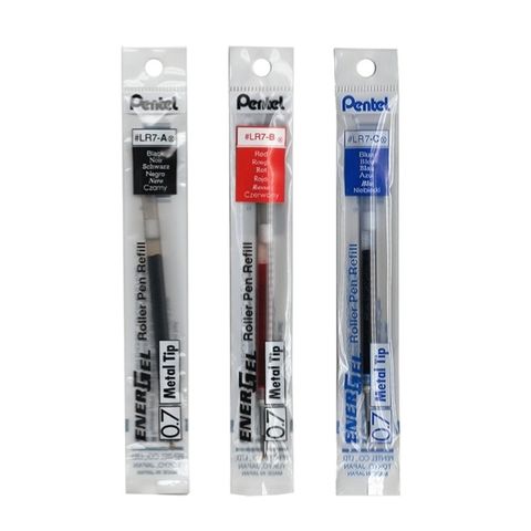 Pentel 飛龍 美版日本製鋼珠筆替芯ENERGEL筆芯0.7mm筆芯黑LR7-A/紅LR7-B/藍LR7-C原子筆芯