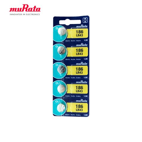 muRata 村田 LR43 鹼性鈕扣型電池5入/卡 台灣公司貨 原廠公司貨 高效能電容量大且電流強 安全可靠 長久使用，滿足您的需求