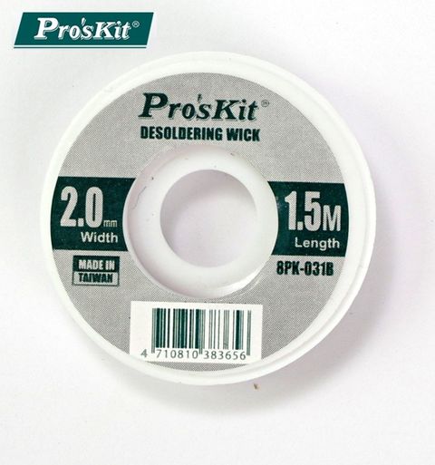 ProsKit 寶工 台灣製造ProsKit吸錫網線8PK-031B(2.0mm*1.5M)吸頭線8g合金銅絲適精密電路密度8公克1.5米2.0mm