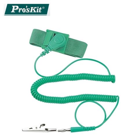 台灣ProsKit寶工防靜電可調式壓扣鬆緊帶型手環8PK-611D(接地線長10呎/3米/3M;採用導電紗編織)