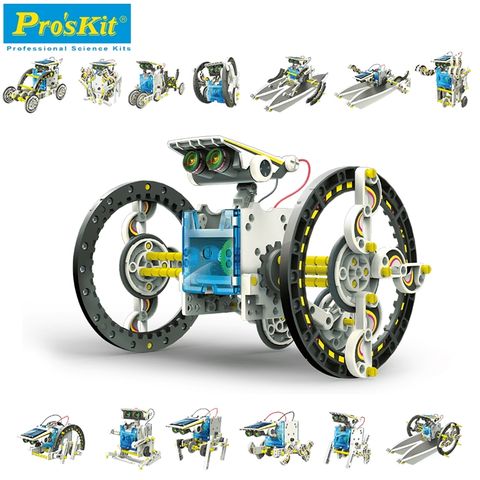 ProsKit 寶工 台灣Proskit科學玩具十四合一太陽能電動變形機器人GE-615(共14種變化:天行者/船/輪子/拳撃手/螃蟹/小狗/...等等)多變形金鋼 變型金鋼 變形機械人