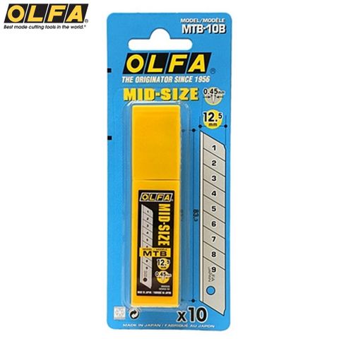 OLFA 日本中型美工刀替刃MTB-10B(10入;合金工具鋼;適12.5mm刀片軌道)適MT-1 CS-5 217B 230B 230BSY 230BSP