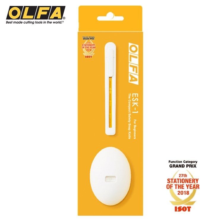 OLFA 日本製兒童安全美工刀ESK-1(右左手皆適;附折刃器刀架;品番236BS)小朋友兒童美工刀切割刀安全刀具