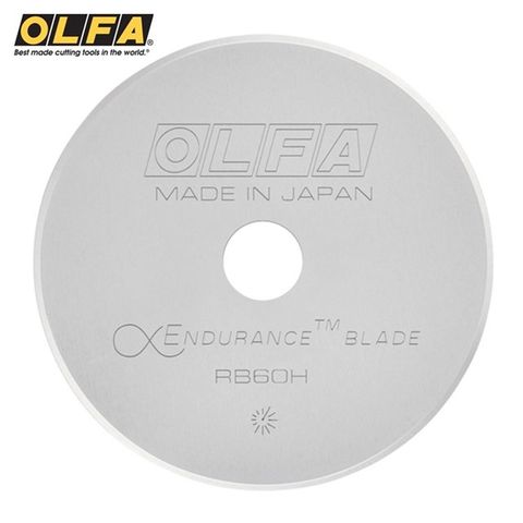 OLFA 超耐久鎢鋼刀片拼布刀用圓形刀片RB60H-1(60mm圓形替刃)適RTY-3/G/NS/DX滾輪式圓型刀片