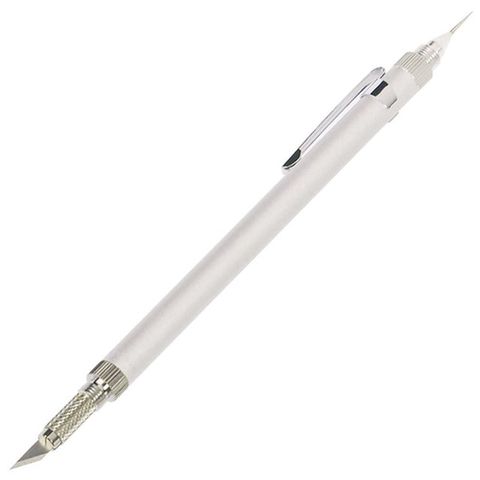 日本製NT Cutter筆型美工刀Ø9mm雙頭金屬筆刀D-1000P含30度刀片45度替刃針適右左手筆形精密筆刀