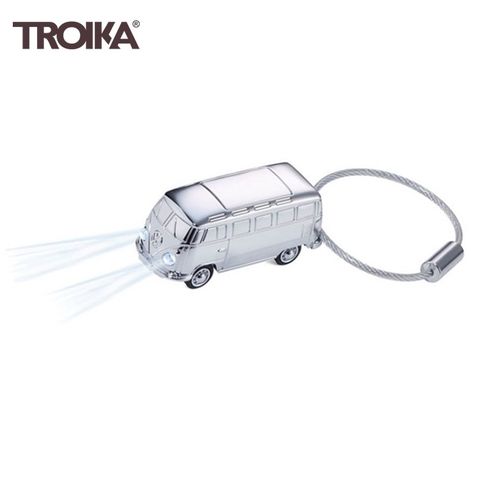 TROIKA 德國福斯聯名Microbus麵包車鑰匙圈手電筒吊飾KR17-40/CH(車燈會亮;德國VW原廠Volkswagen授權)