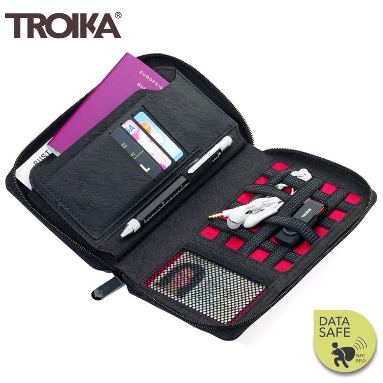 TROIKA 梅森巴赫 德國防RFID-NFC信用卡防盜包旅行包TRV90/DG防感應護照包防感應錢包防盜刷包防側錄包旅行袋