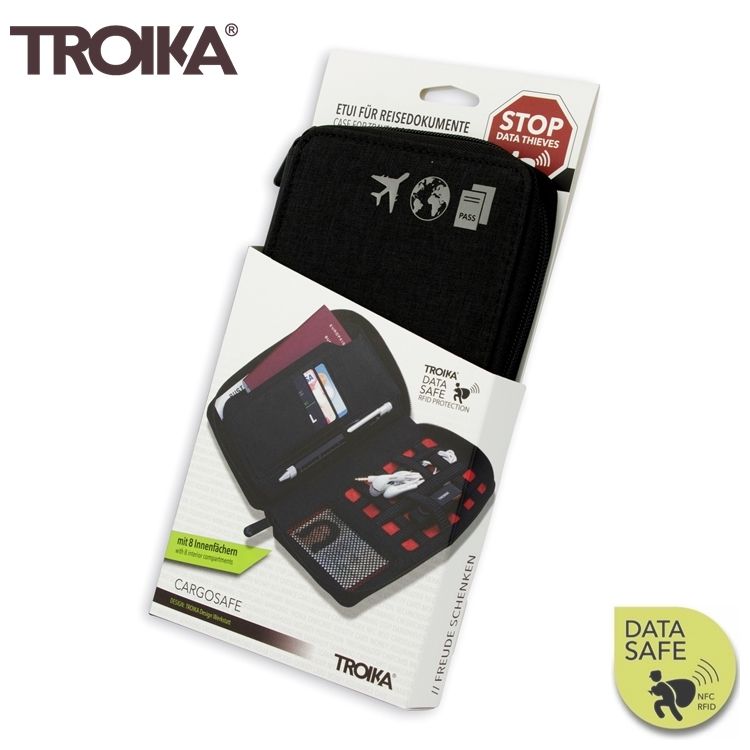 TROIKA 梅森巴赫 德國防RFID-NFC信用卡防盜包旅行包TRV90/DG防感應護照包防感應錢包防盜刷包防側錄包旅行袋