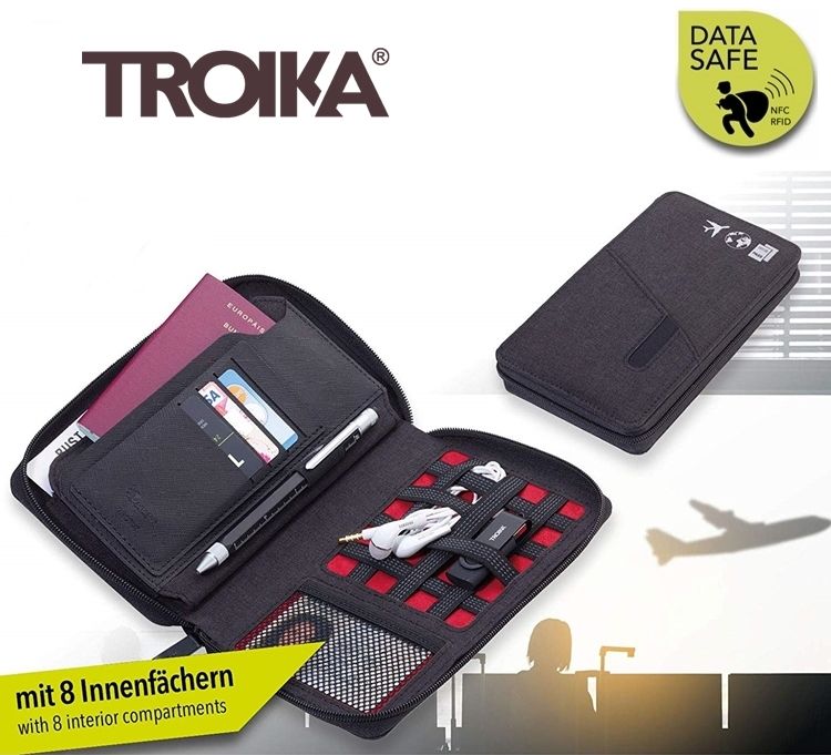 TROIKA 梅森巴赫 德國防RFID-NFC信用卡防盜包旅行包TRV90/DG防感應護照包防感應錢包防盜刷包防側錄包旅行袋