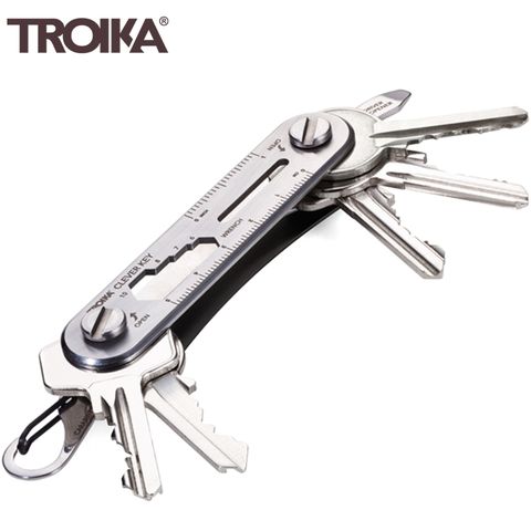 TROIKA 梅森巴赫 德國聰明工具 KEY鑰匙圈KCL81(6功能:一字起子/開瓶器/登山扣/4扳手/翼形螺絲工具公英制尺;可3-6個鑰匙)