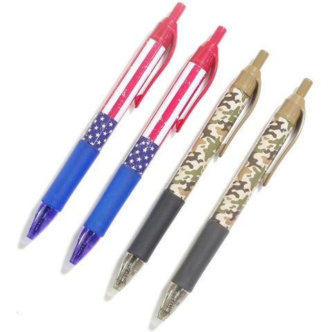 ZEBRA 斑馬牌 (4入)美版原子筆Orbitz健握PATRIOTIC愛國者Orbitz Patriotic Collection 21704(迷彩黑/美國國旗藍,墨水速乾1.0mm筆芯)