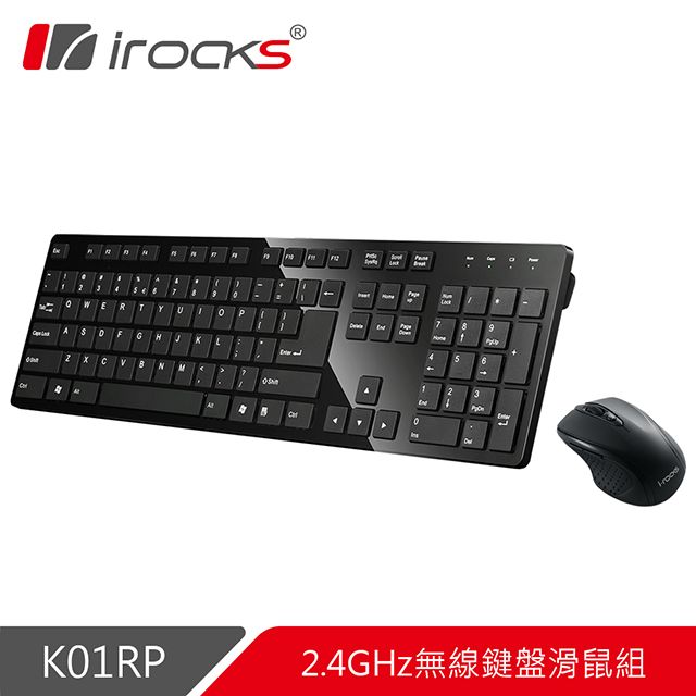 i-Rocks 艾芮克 專業剪刀腳設計 K01RP 2.4G無線鍵盤滑鼠組-黑色