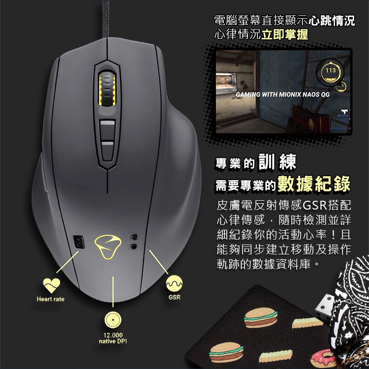 MIONIX  NAOS QG 心率膚感有線電竸滑鼠*台灣總代理緯思創公司貨*