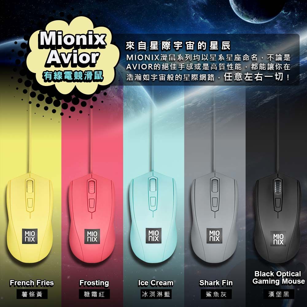 MIONIX Avior Shark Fin有線電競滑鼠-鯊魚灰 -台灣總代緯思創公司貨