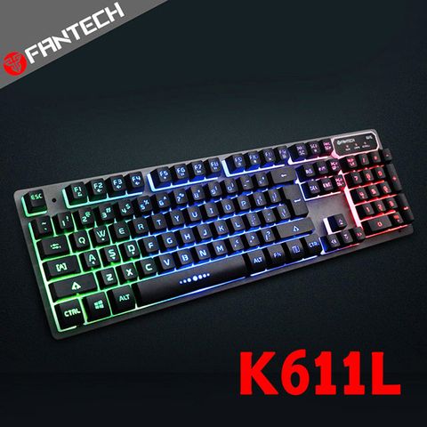 薄膜按鍵結構設計FANTECH K611L 多色燈效鋁合金面板鍵盤