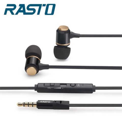 【RASTO】RS2 黑金爵士鋁製入耳式耳機鋁合金耳殼設計，動圈式喇叭單體