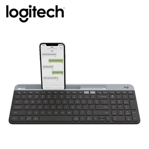 【Logitech 羅技】K580 超薄跨平台藍牙鍵盤 石墨灰在多種裝置上打字
