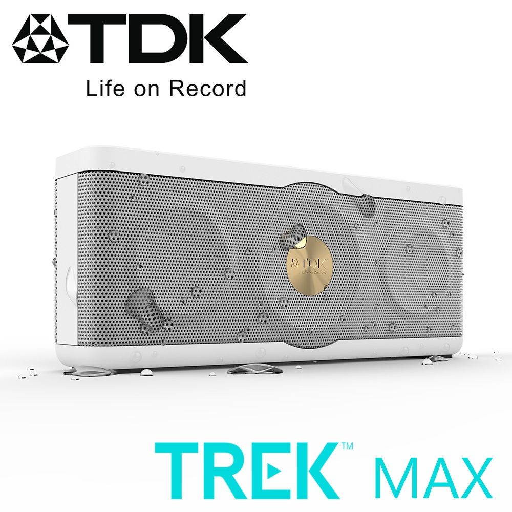 TDK 買再送3.4A雙孔LED急速變壓器TREK Max A34 Wireless + NFC 多功能藍牙音響 A34 TREK MAX NFC 防水防震Hi-Fi高傳真藍牙音響(白色)