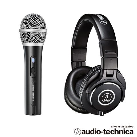 audio-technica 鐵三角 心型指向性動圈USB/XLR麥克風ATR2100XUSB+專業型監聽耳機ATHM40x