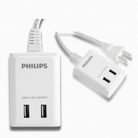 PHILIPS 飛利浦 USB智慧快充電源線1.8M(6尺)白色 SPB1402WA