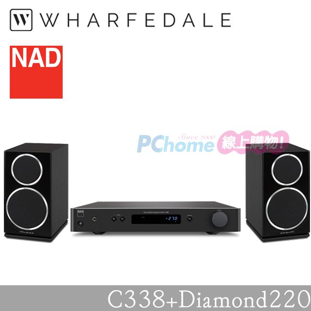 NAD  數位流綜合擴大機 C338 + Wharfedale 書架型喇叭 Diamond 220