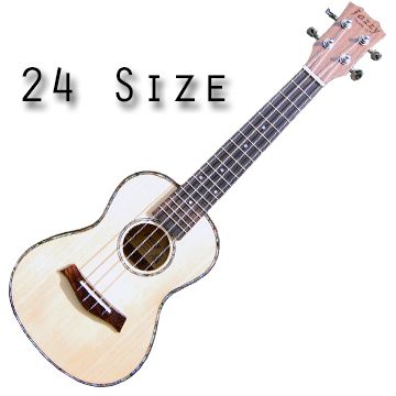 24吋 單板烏克麗麗 A級雲杉木，贈液晶調音器+厚棉琴袋，牛骨弦枕 小吉他