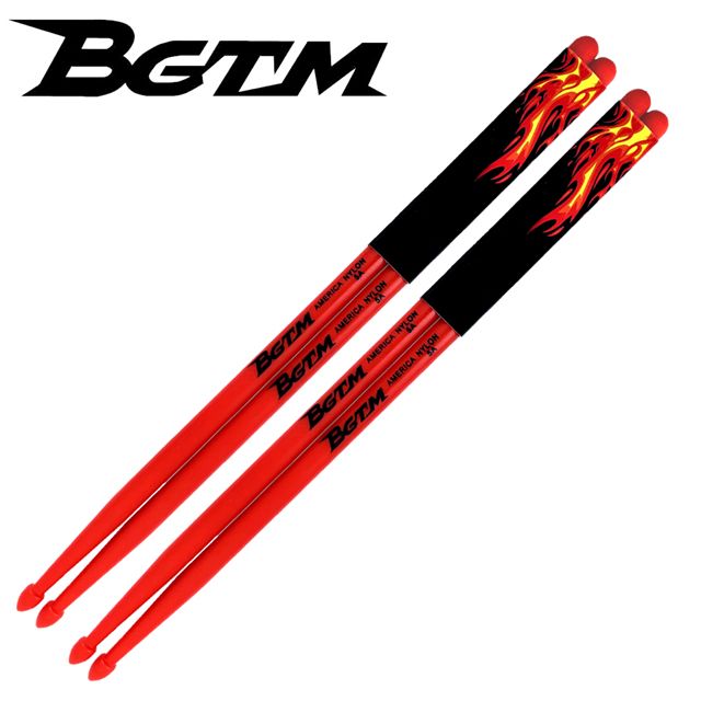 BGTM 嚴選AMERICA NYLON-5A尼龍鼓棒-紅色2入組