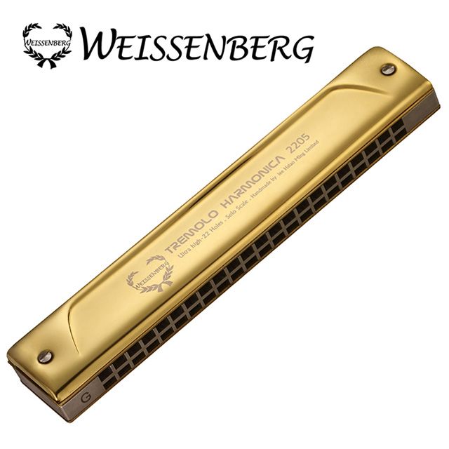 Weissenberg 韋笙堡 特級款2205U-TG 22孔超輕合金複音口琴-尊貴金