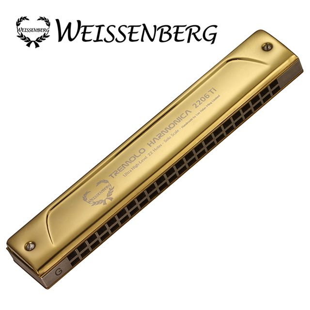 Weissenberg 韋笙堡 2206Ti-TG 特級款22孔純鈦金屬複音口琴(尊貴金)