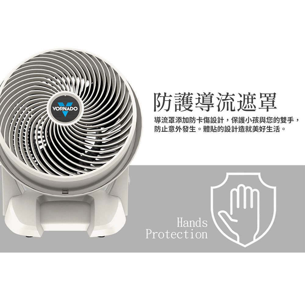 VORNADO防護導流遮罩導流罩添加防卡傷設計,保護小孩與您的雙手,防止意外發生。體貼的設計造就美好生活。HandsProtection