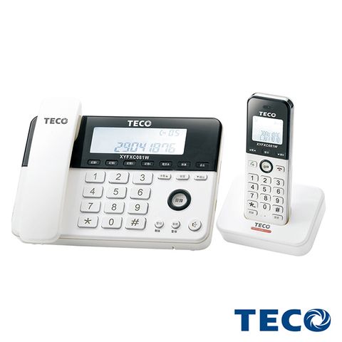 清晰不易干擾 可擴充3個子機【TECO 東元】2.4G數位無線子母電話機 XYFXC081W