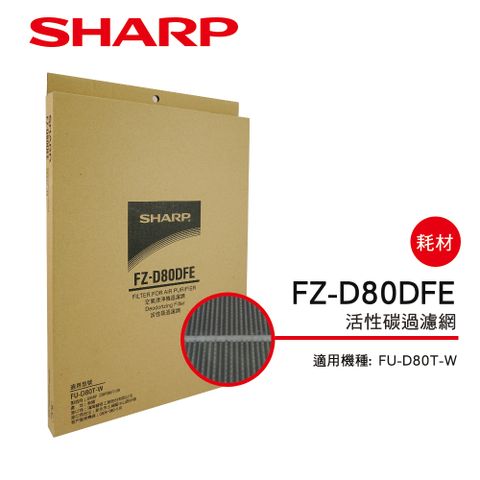 【SHARP夏普】FU-D80T-W專用活性碳過濾網 FZ-D80DFE