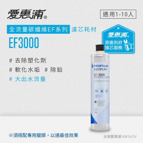贈原廠休閒手提袋愛惠浦 EVERPURE EF3000碳纖活性碳濾芯(到府更換)