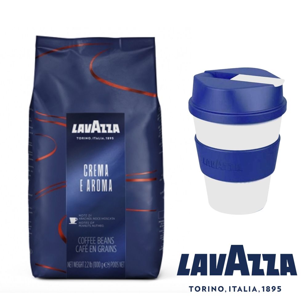 LAVAZZA 限量送義大利原廠限量生產  隨行杯 Crema E Aroma 咖啡豆 (1000g)  果味與花香混合黑巧克力風味