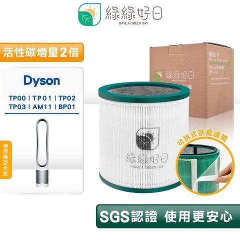 綠綠好日 【南紡購物中心】 &nbsp;Dyson TP00 TP01 TP02 TP03 AM11 BP01 適用&nbsp;高效抗敏型二合一濾芯 副廠濾網