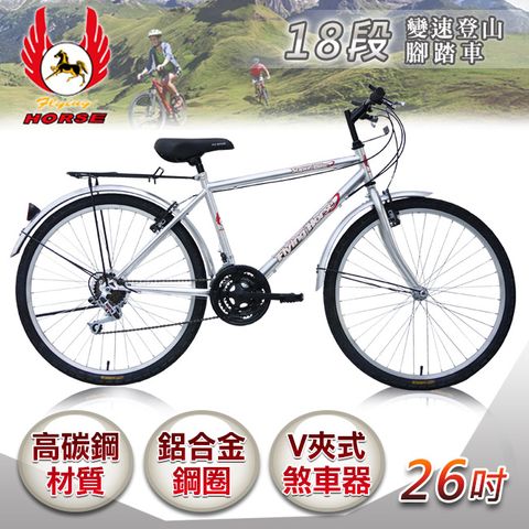 飛馬牌 《飛馬》 26吋18段變速登山男車-銀 526-32-4