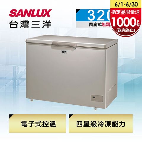 ◤ 四星級冷凍能力、電子式溫度調整 ◢台灣三洋 SANLUX 320公升無霜冷凍櫃 SCF-320GF