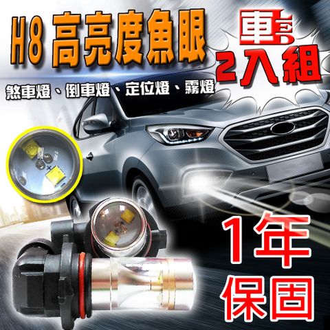 車的LED系列 雙入H8-6LED魚眼燈30W