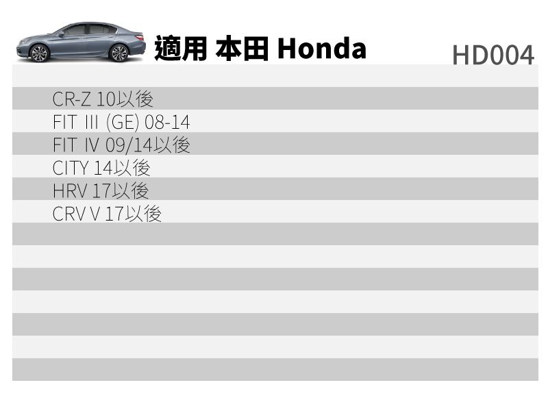 適用 本田 HondaHD004CR-Z FIT  (GE) 08-14FIT IV 09/14CITY HRV CRV V