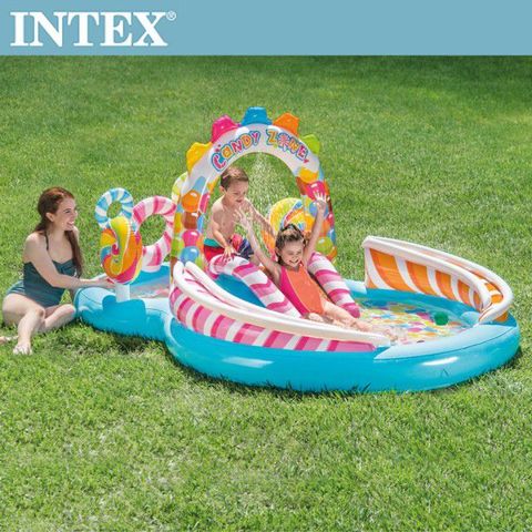 【INTEX】糖果屋戲水游泳池滑水道295x191x130cm(374L)適用3歲+(57149)