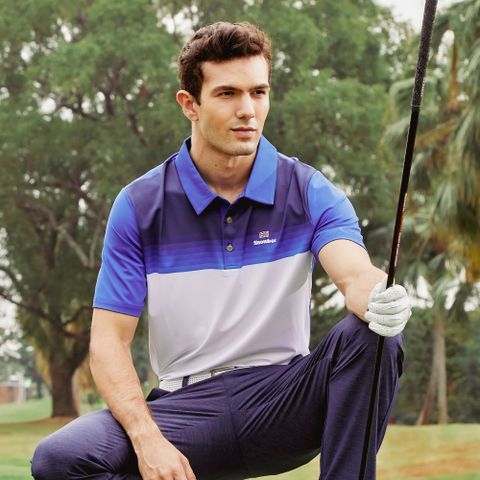 【Snowbee 司諾比】男款條紋漸層短袖Polo衫/高爾夫球衫(吸濕排汗 高爾夫球衫 球衣 運動上衣)