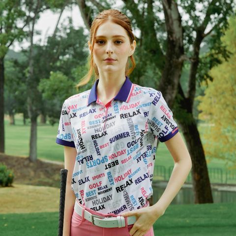 【Snowbee 司諾比】golf 女士活潑文字短袖Polo衫/高爾夫球衫-2色(女高爾夫球上衣 高爾夫球裝)