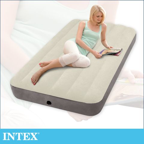 INTEX 新型氣柱-單人加大植絨充氣床墊-寬99cm (64101)